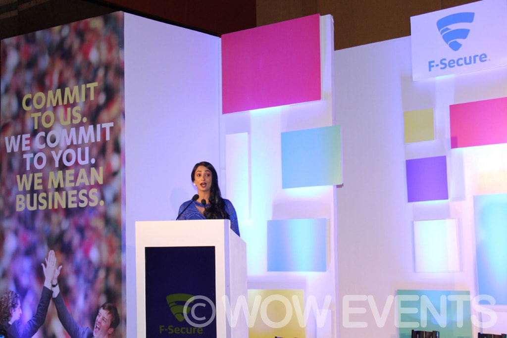 Speaker at the F-Secure channel partners meet podium