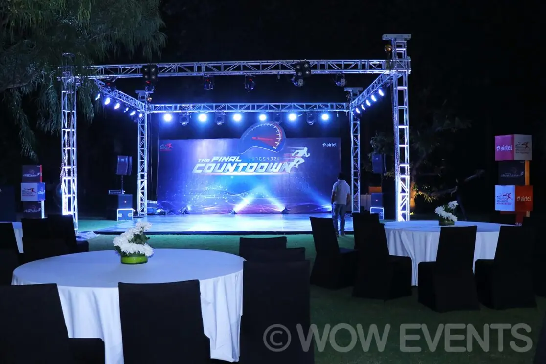 Outdoor stage truss with a screen at the conclave