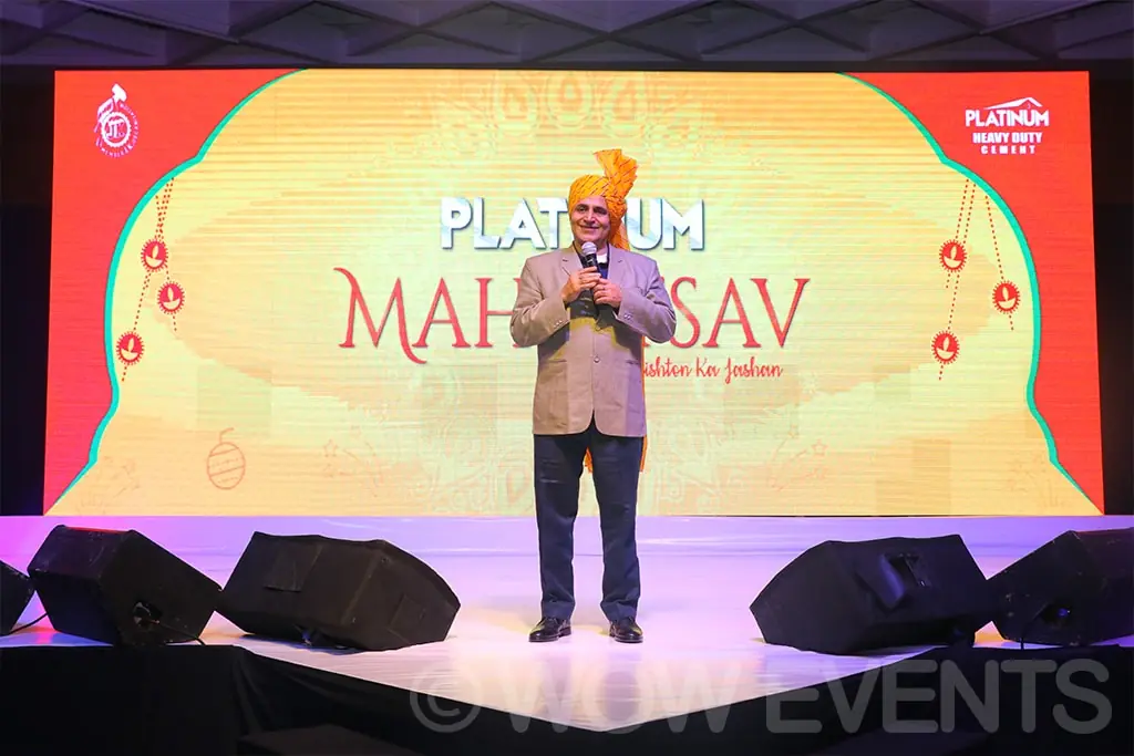 Host on the Mahotsav stage at the Platinum cement launch