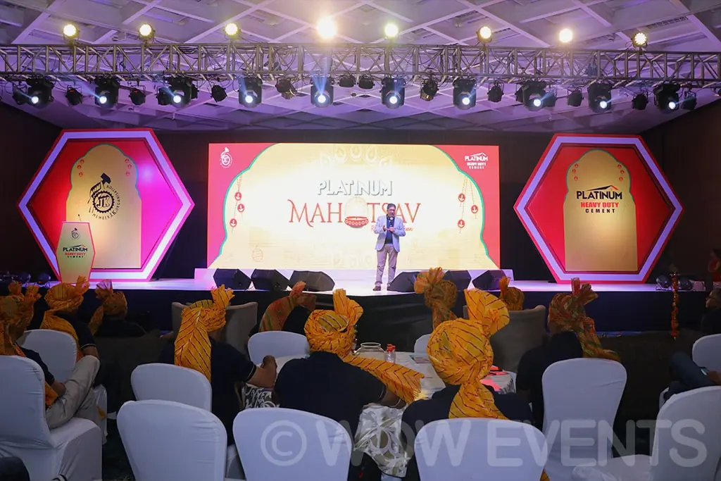 Banquet hall facing the Platinum cement launch stage