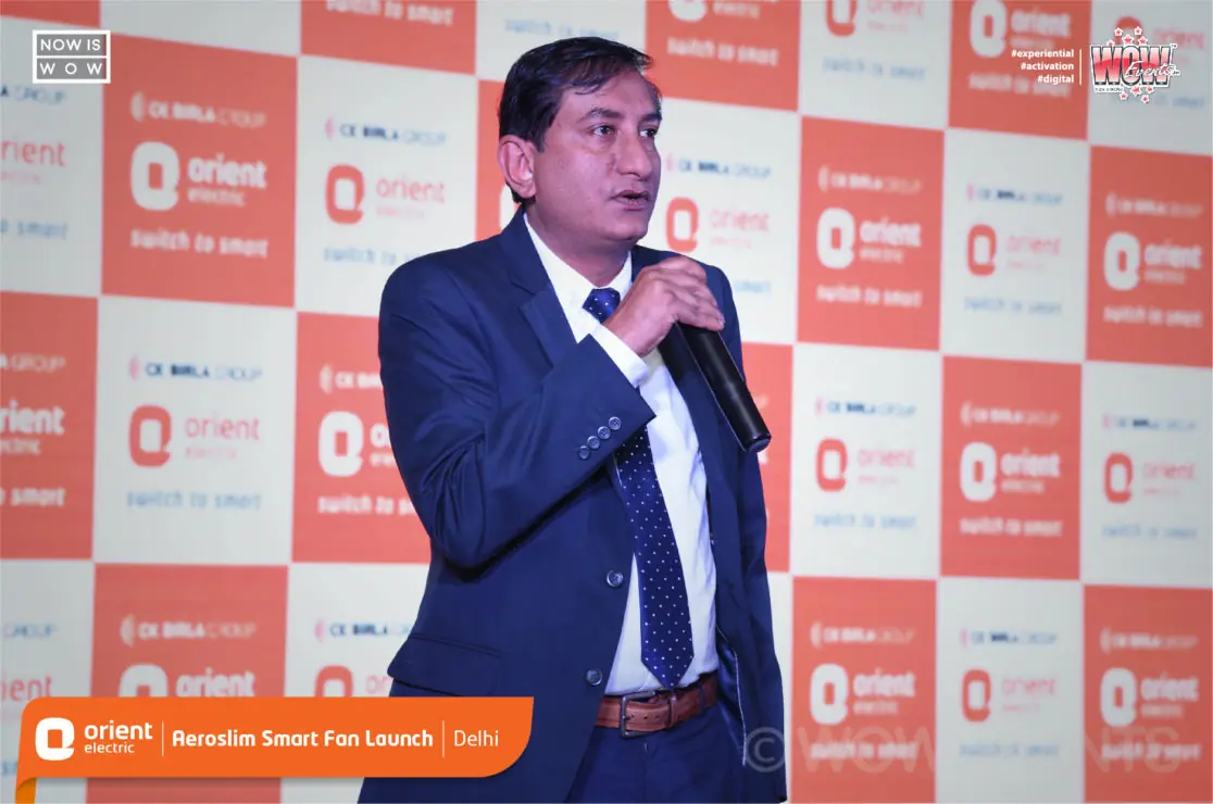 Orient executive speaking at the Aeroslim launch