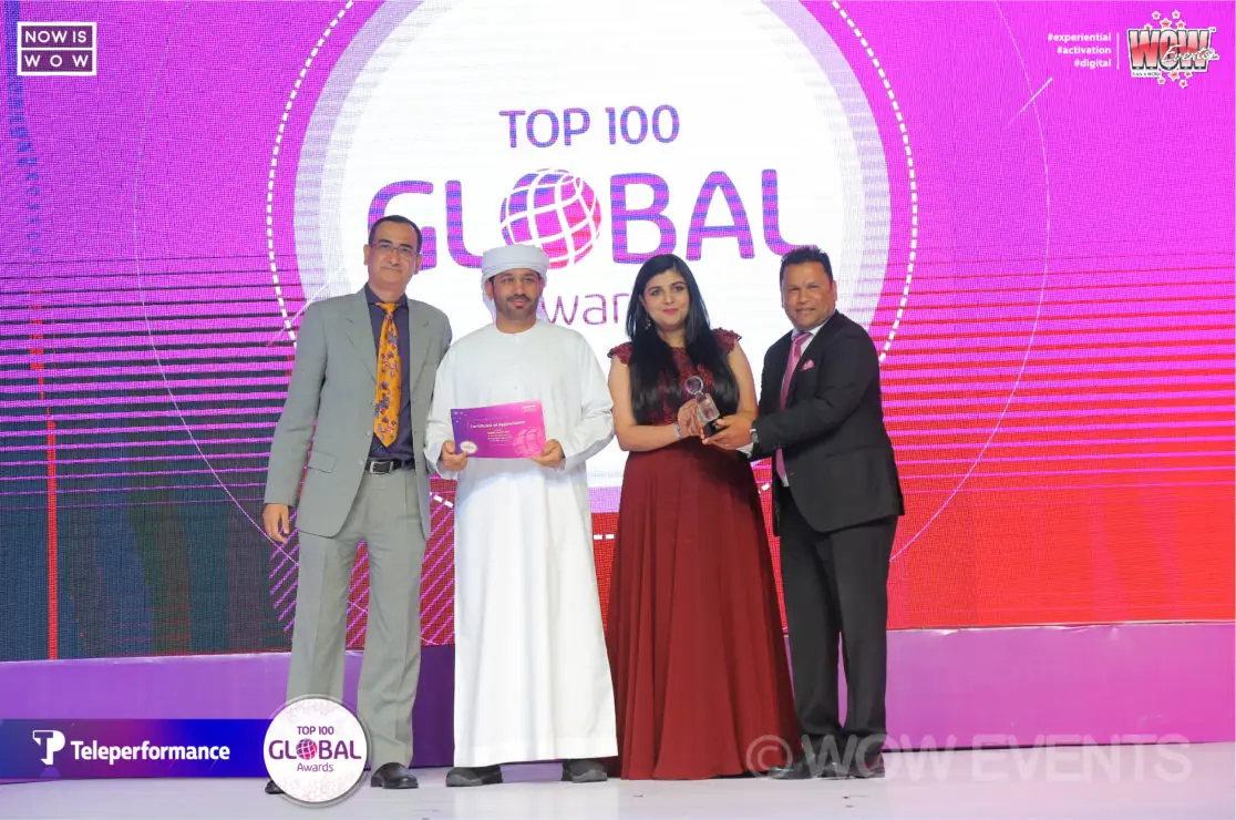 Award winners on stage at the Top 100 Global Awards