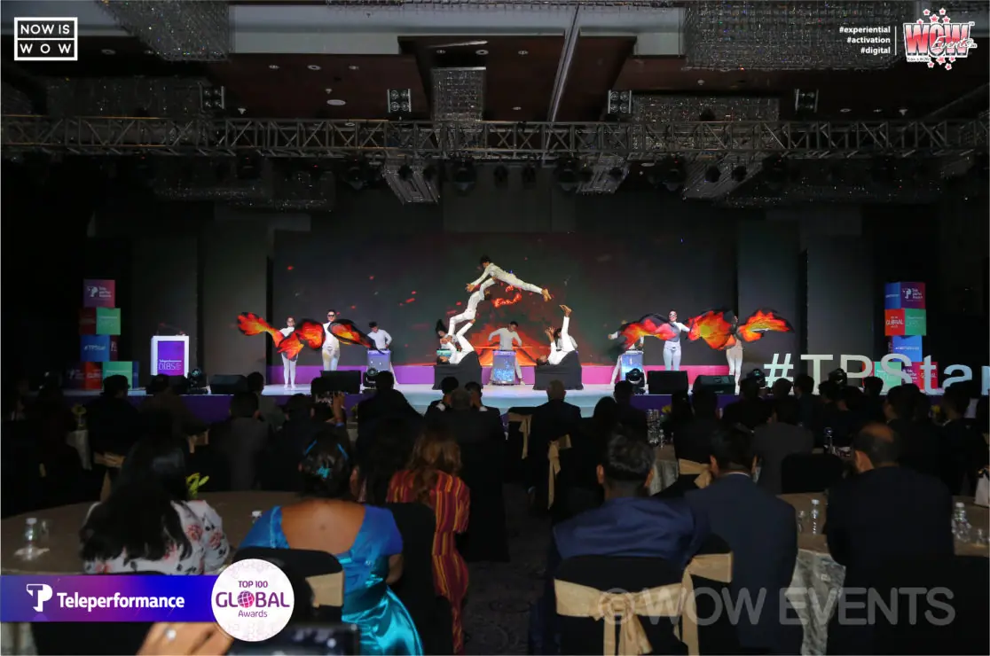 Teleperformance awards hall with a lit stage