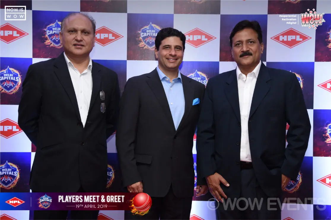 Executives on stage at the Delhi Capitals meet and greet