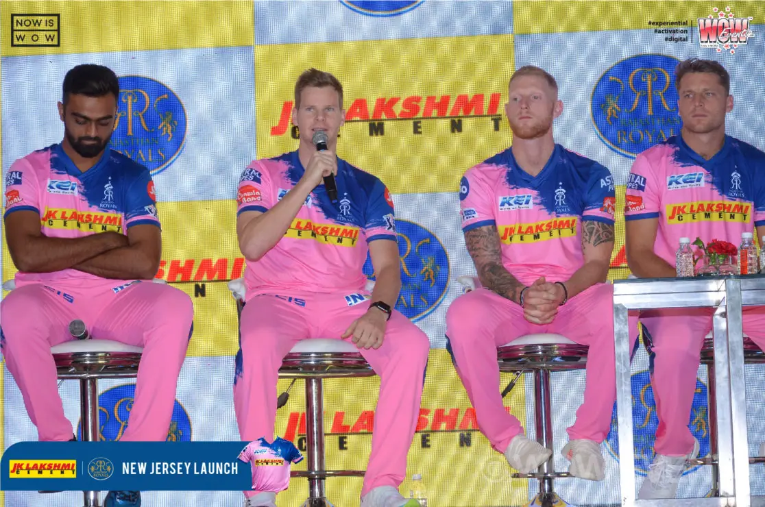 Players in pink jerseys at the JK Lakshmi Cement launch