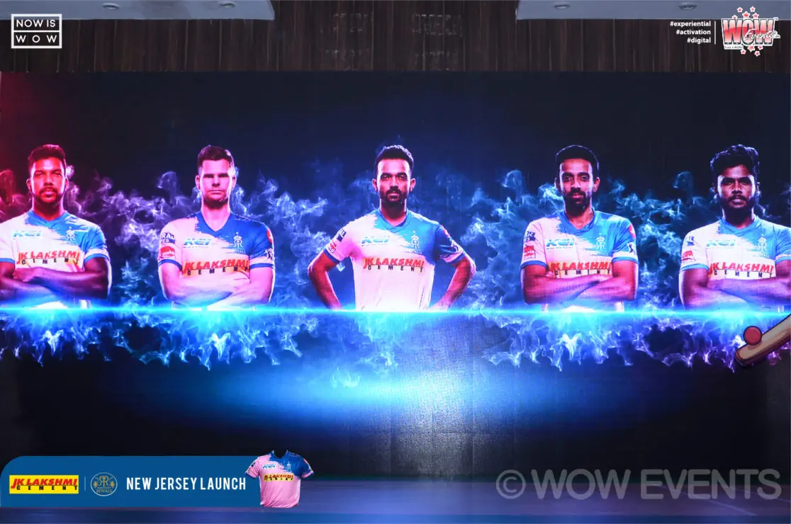 Rajasthan Royals players in pink on stage