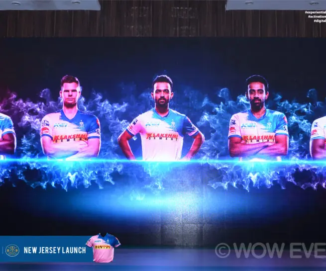 Rajasthan Royals players in pink on stage