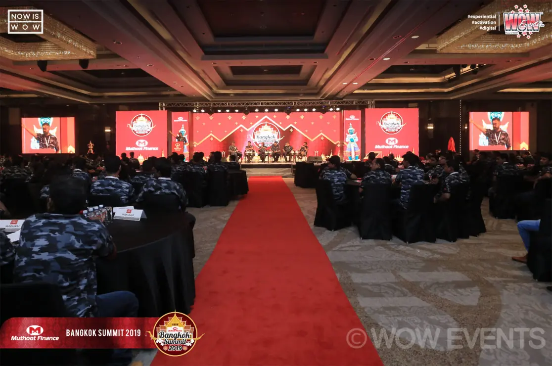 Red carpet aisle through the Muthoot Finance summit hall