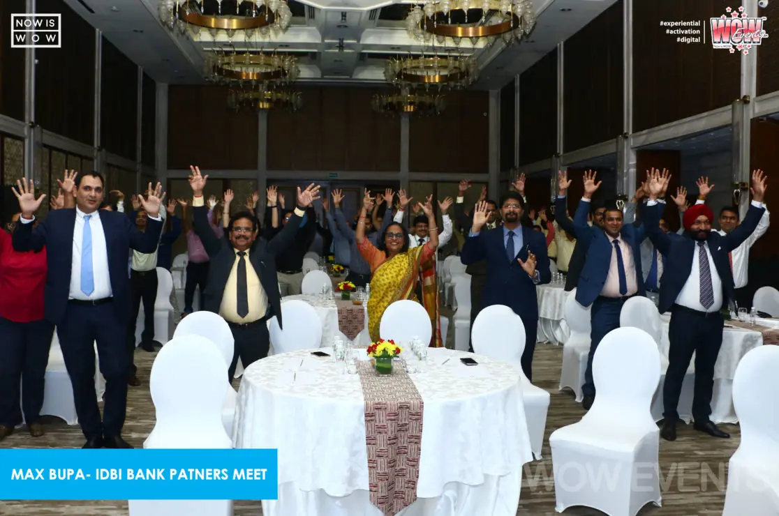 Attendees dancing in the hall at the Max Bupa IDBI Bank partners meet