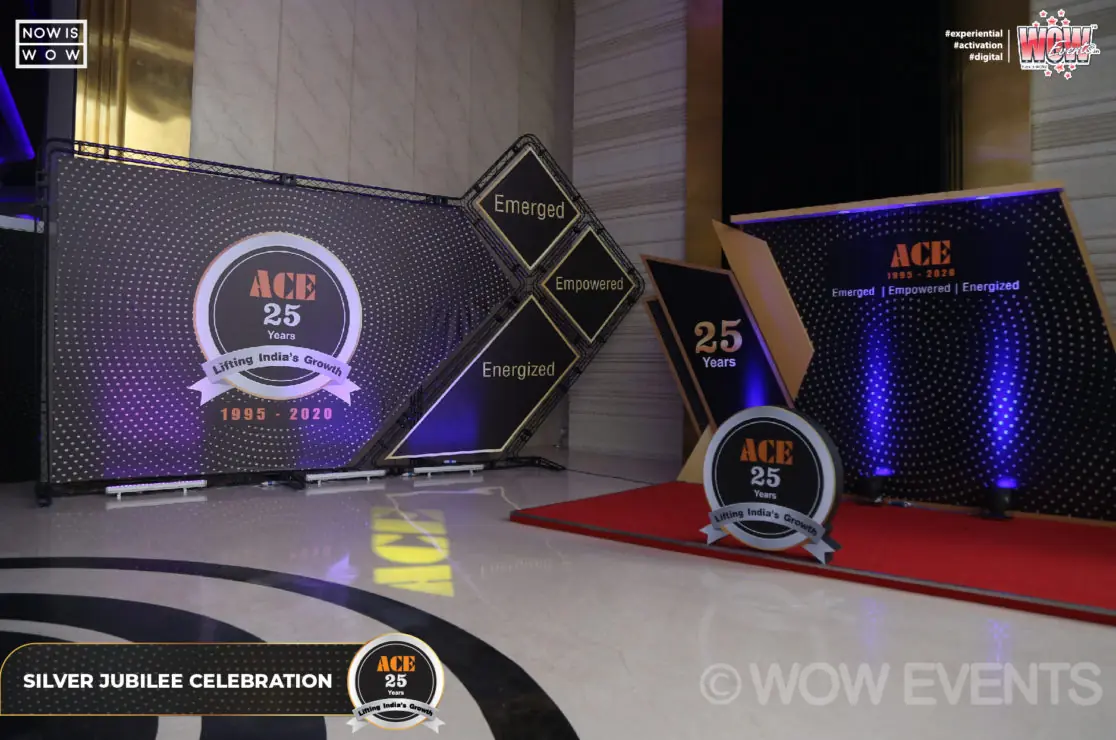 ACE 25 years branded entrance with a backlit logo