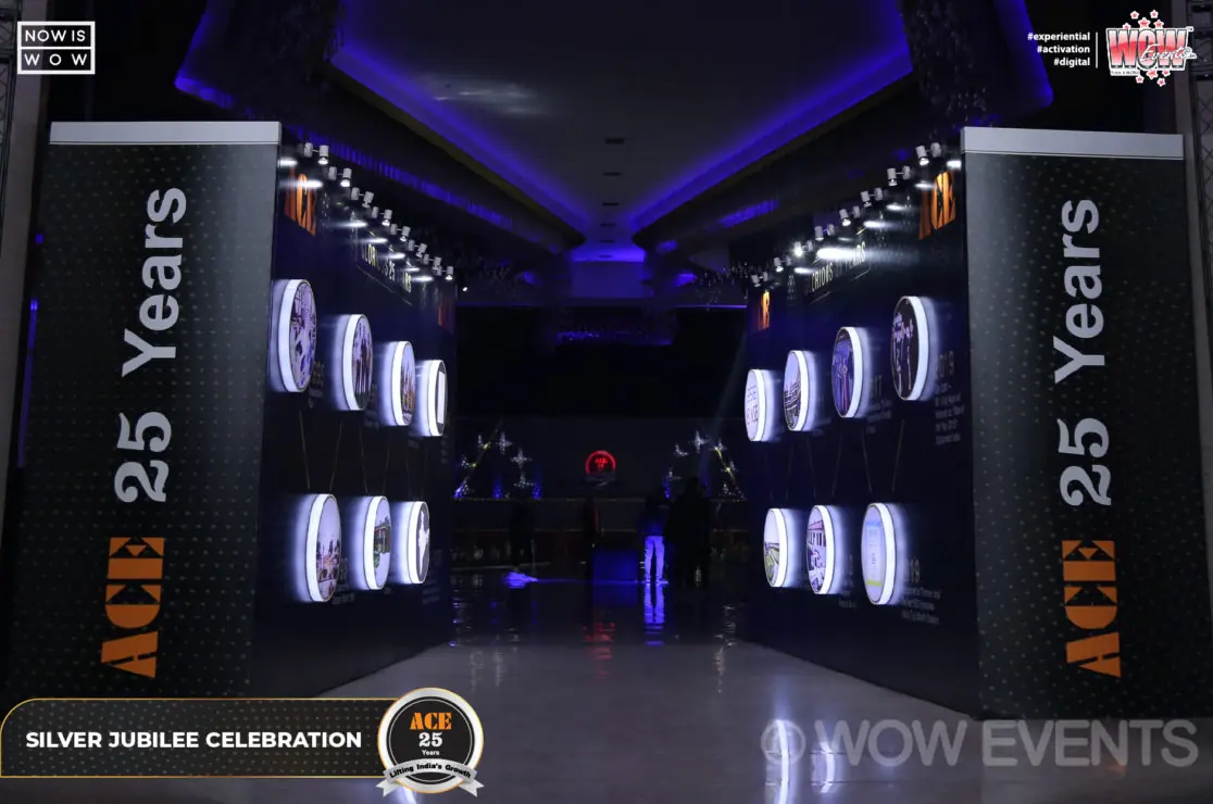 ACE 25 years exhibition tunnel with circular displays
