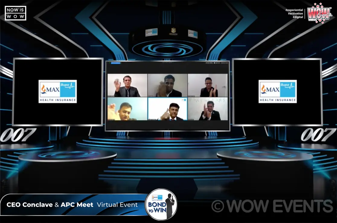 Video call participants on the Max Bupa virtual stage