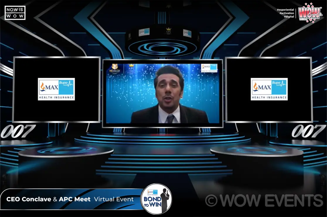 Speaker on the virtual stage at the Max Bupa APC meet