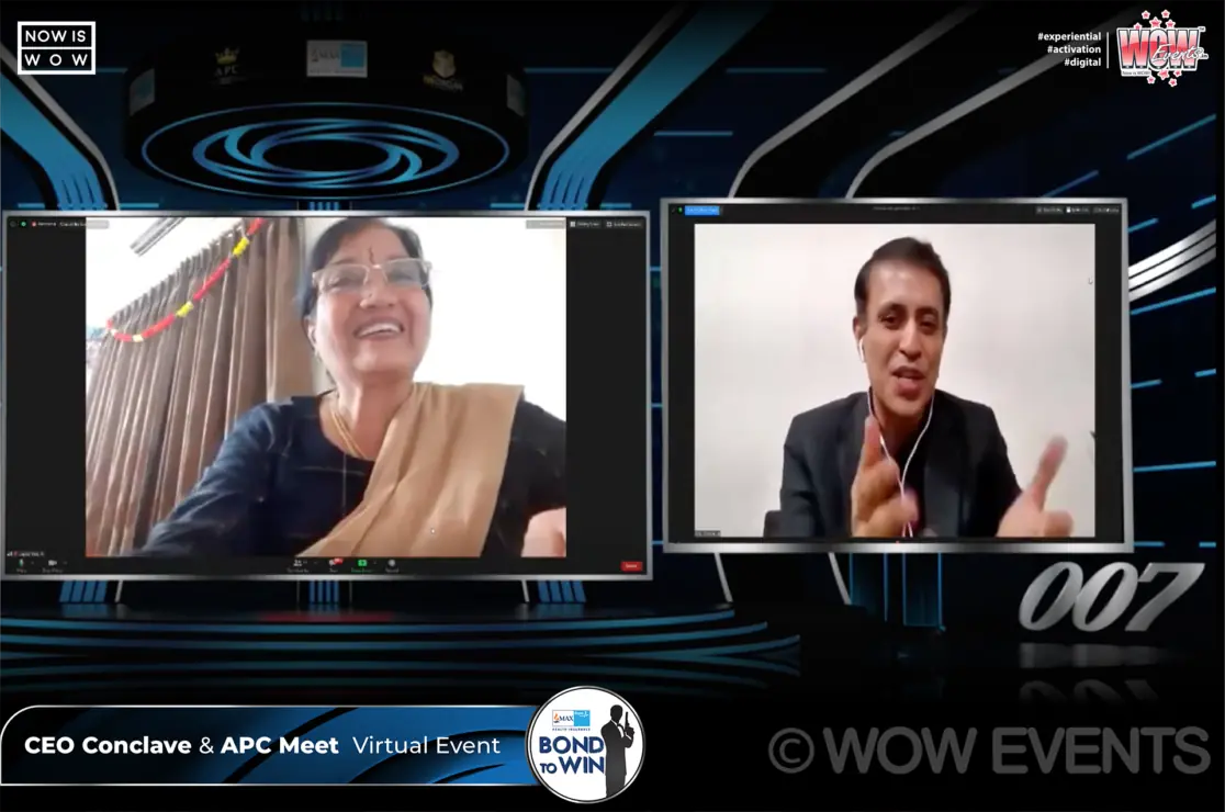 Two speakers on screens at the Max Bupa virtual event
