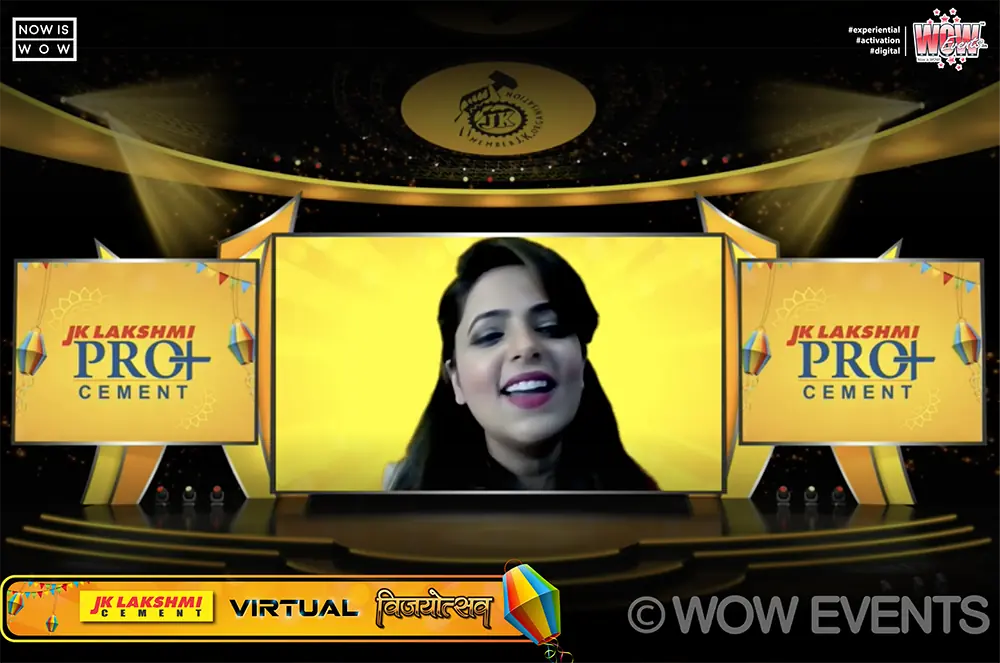 Host on screen at the JK Lakshmi Cement virtual event