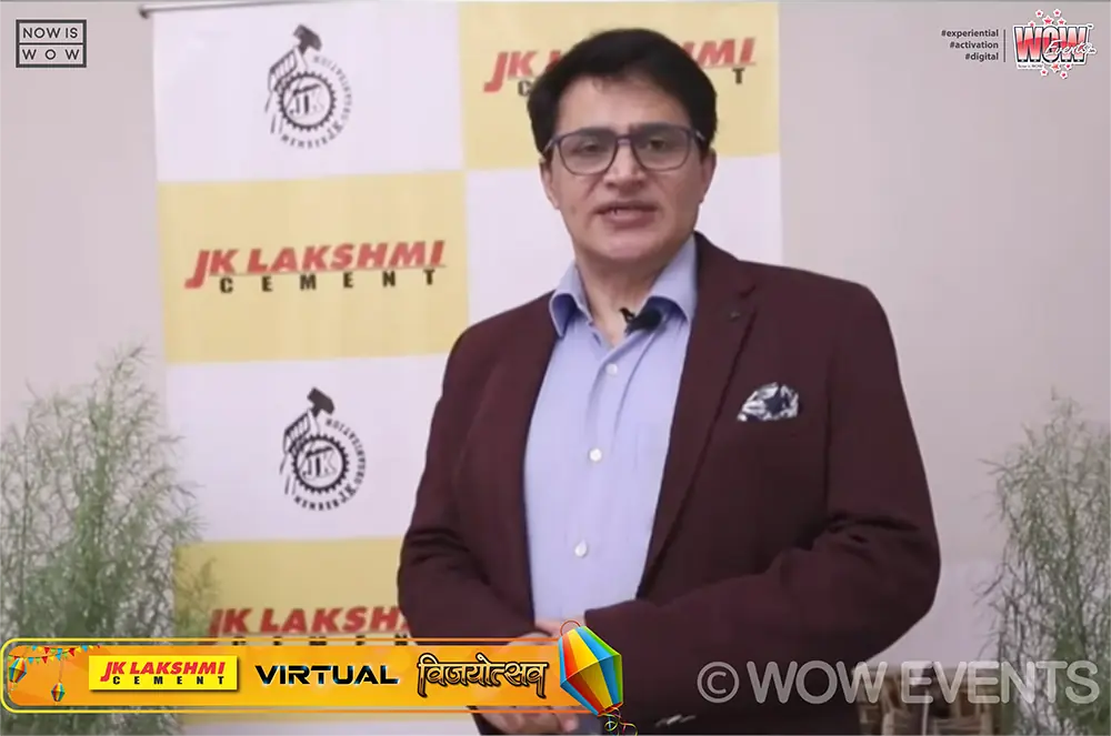 Speaker presenting at the JK Lakshmi Cement virtual event