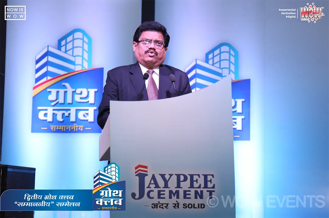 Speaker at the Jaypee Cement podium