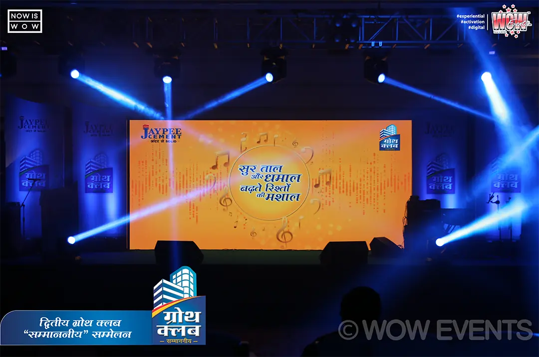 Jaypee Cement dealers meet stage lit in blue