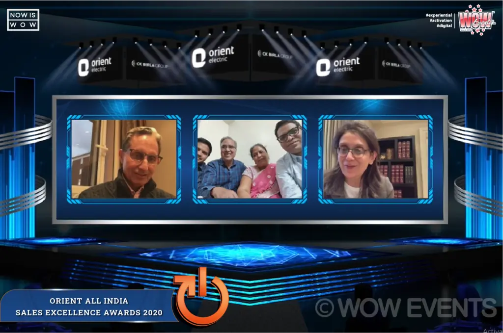 Winners on video screens at the Orient Electric virtual event