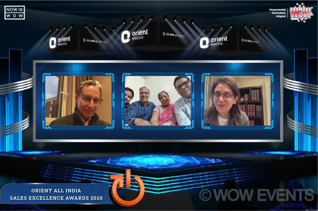 Winners on video screens at the Orient Electric virtual event