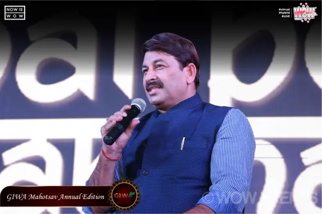 Speaker with a microphone at the GIWA Mahotsav