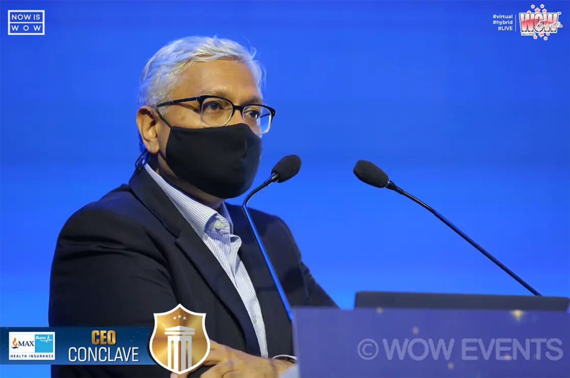Speaker at a podium at the Max Bupa CEO Conclave