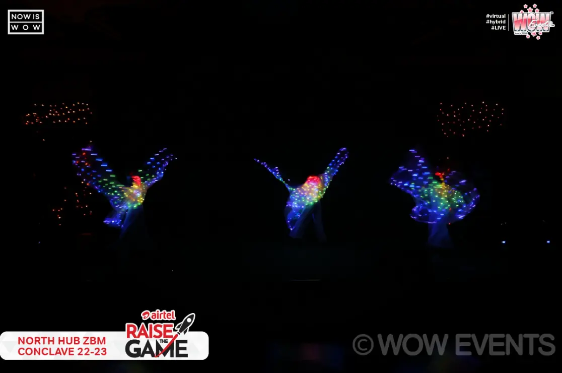 Colourful light-up butterfly performers in the dark
