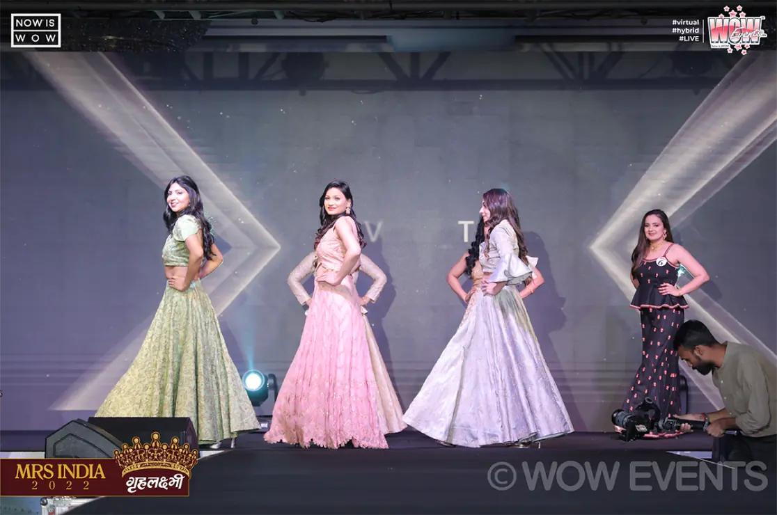 Contestants walking the ramp at Grehlakshmi Mrs India 2022