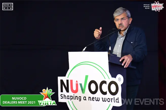 Nuvoco dealers meet speaker at a Nuvoco podium