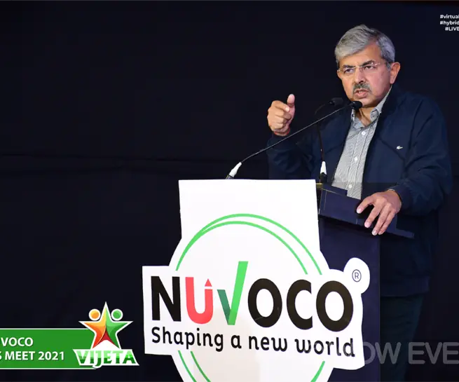 Nuvoco dealers meet speaker at a Nuvoco podium
