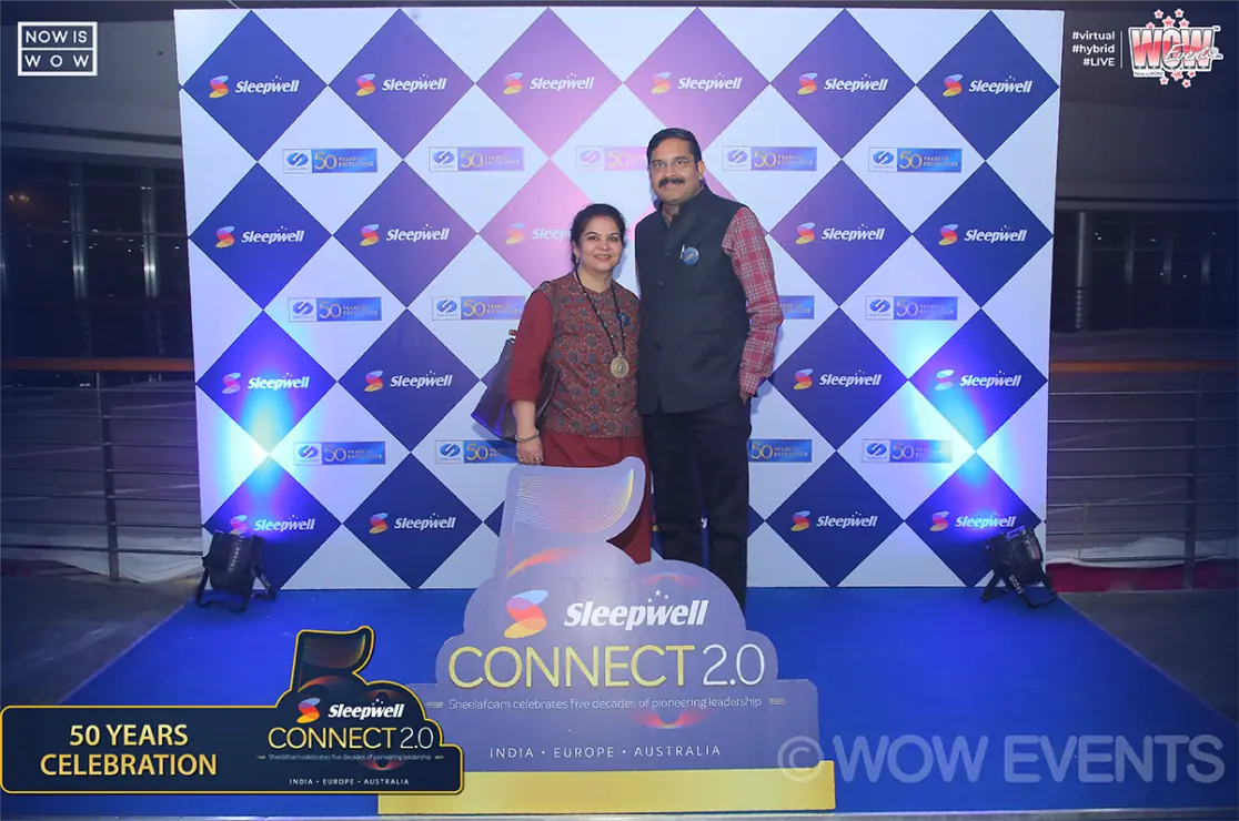 Guests at the Sleepwell Connect 2.0 photo wall