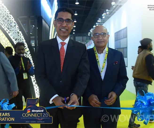 Sleepwell Connect 2.0 guests at a ribbon cutting