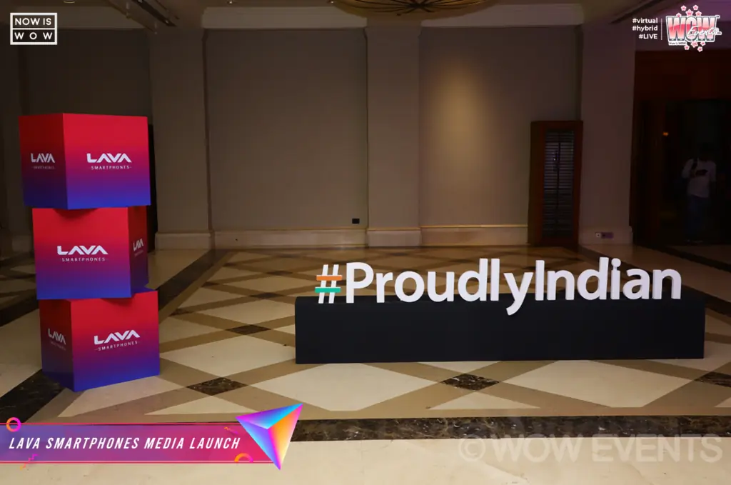 #ProudlyIndian sign and Lava display boxes