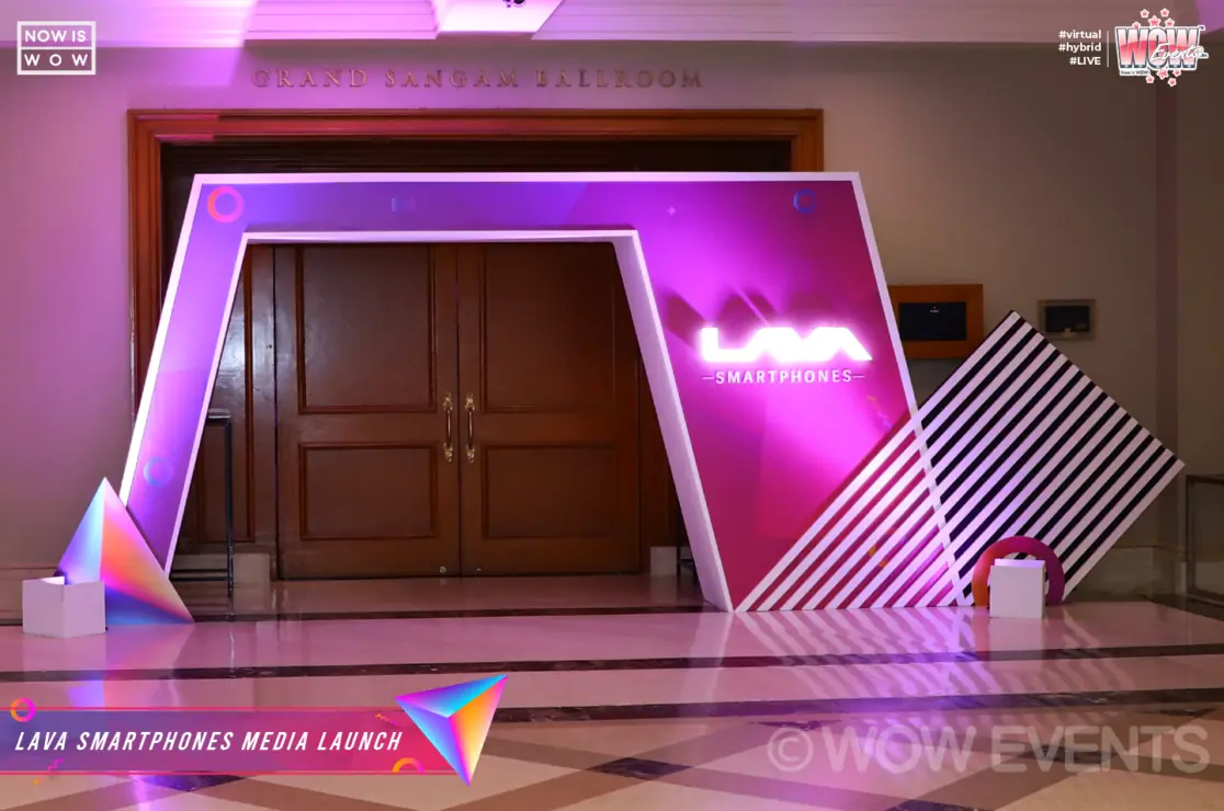 Lava branded entrance arch at the media launch