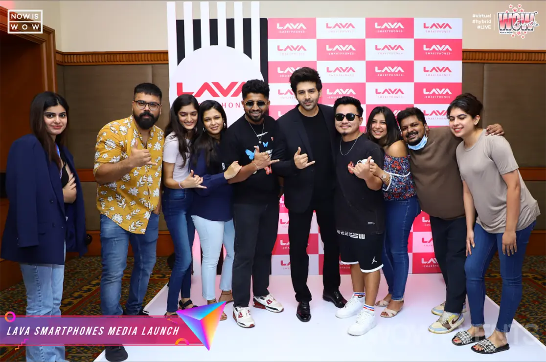 Lava Smartphones media launch guests with Kartik Aaryan