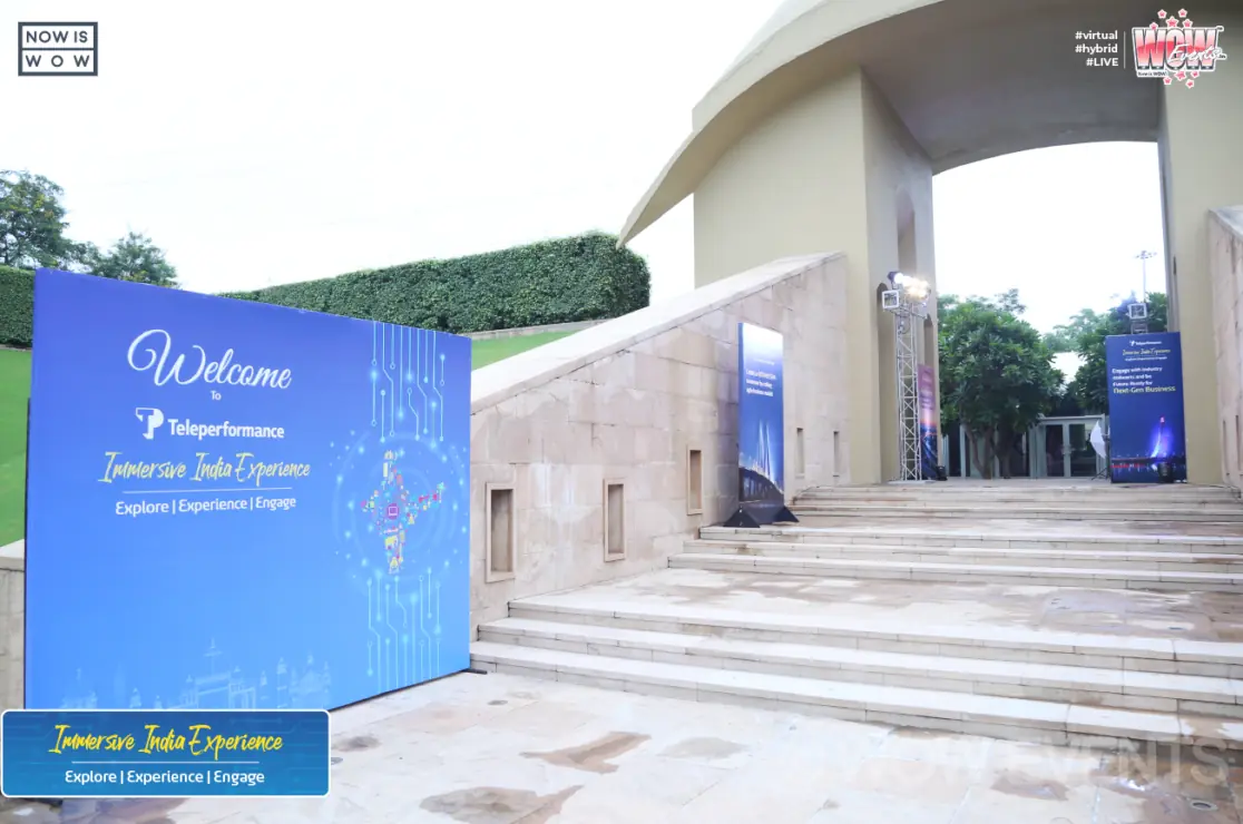 Teleperformance welcome sign at the venue entrance