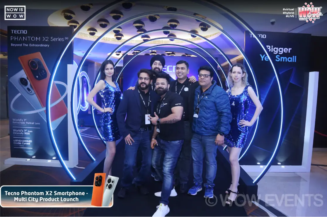 Guests posing in the Tecno Phantom X2 tunnel