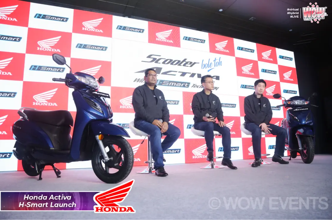 Honda Activa H-Smart launch with scooters on stage