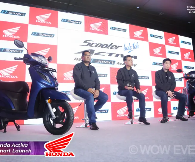 Honda Activa H-Smart launch with scooters on stage