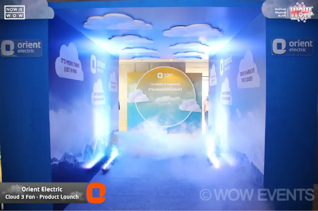 Cloud-themed entrance at the Orient Electric Cloud 3 fan launch