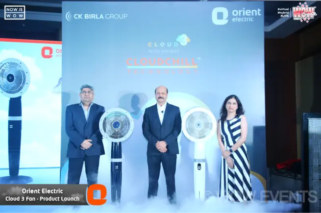 Orient Electric Cloud 3 fan launch presenters on stage
