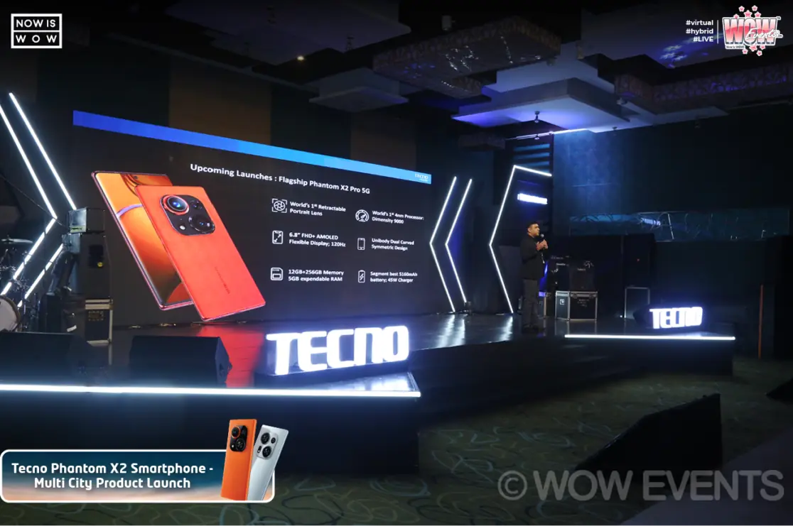 Tecno Phantom X2 phone shown on the stage screen