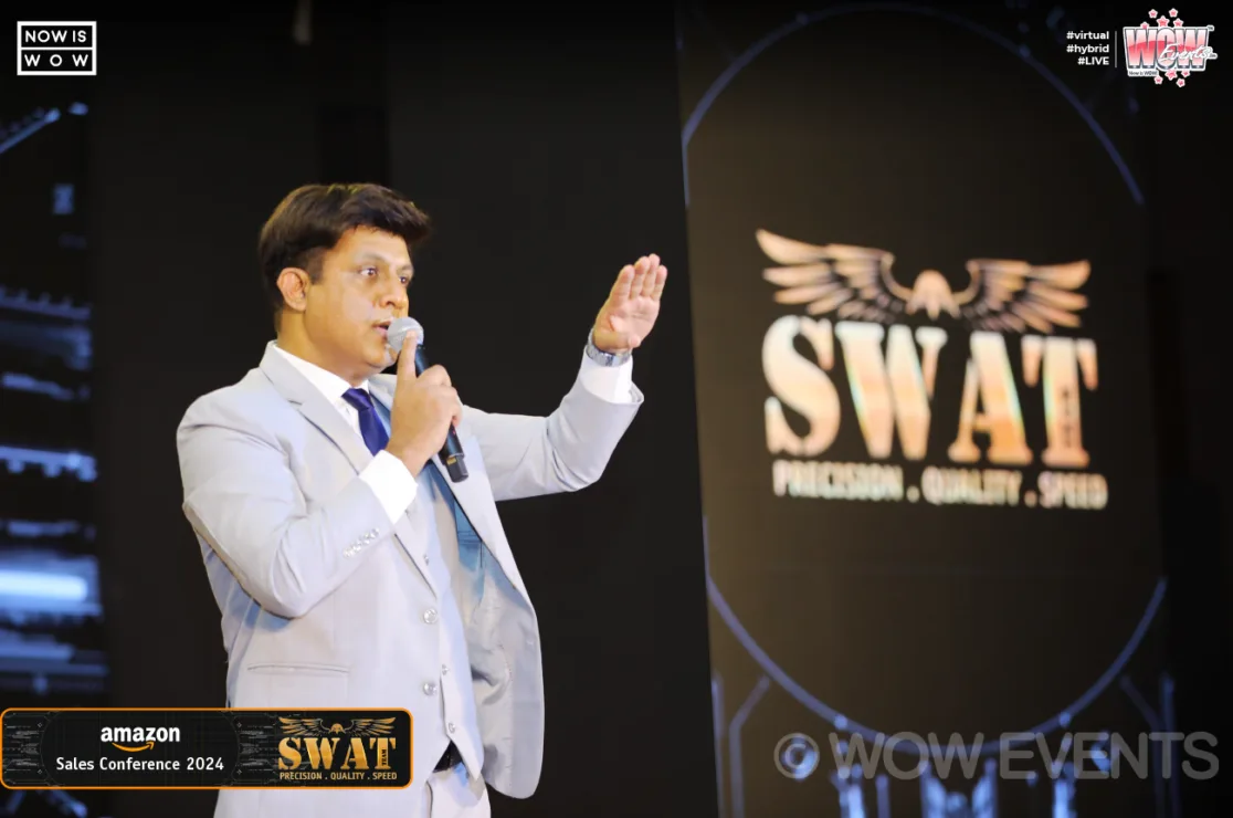 Speaker on the SWAT stage at Amazon Sales Conference 2024
