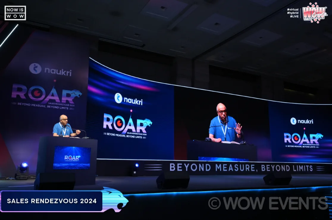 Speaker at the Naukri ROAR Sales Rendezvous 2024 podium