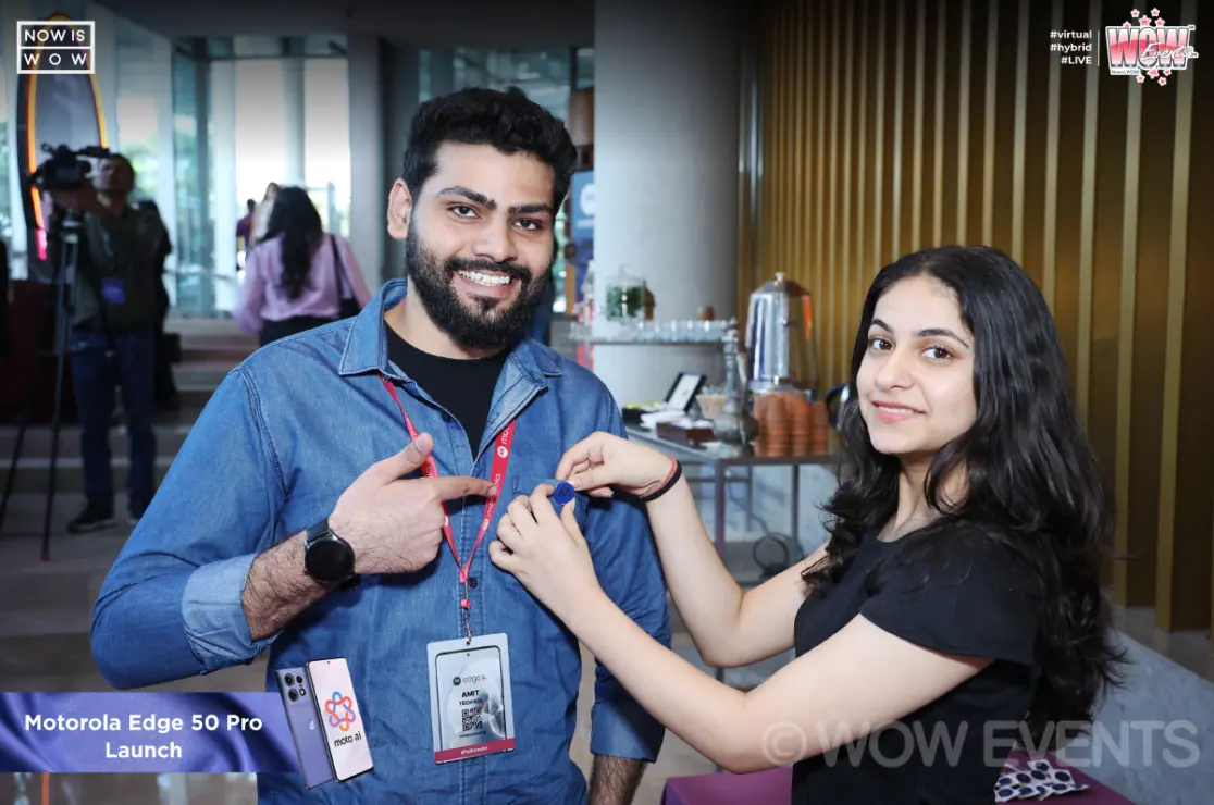 Guests posing at the Motorola Edge 50 Pro launch