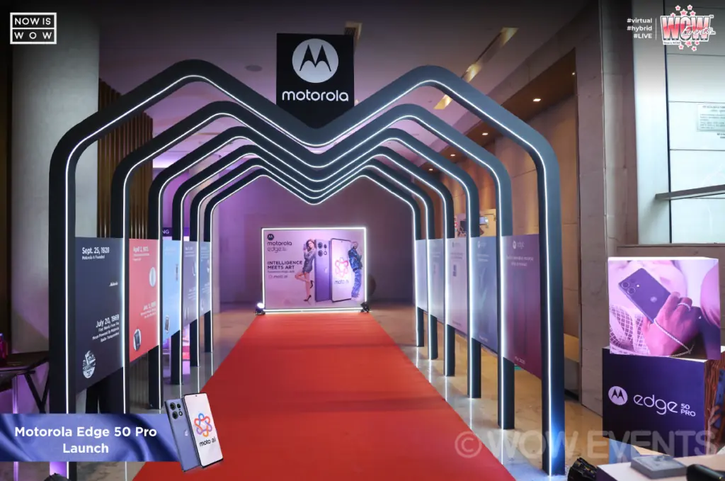 Motorola arch tunnel display at the Edge 50 Pro launch