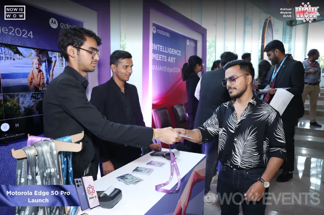 Guests greeted at the Motorola Edge 50 Pro launch