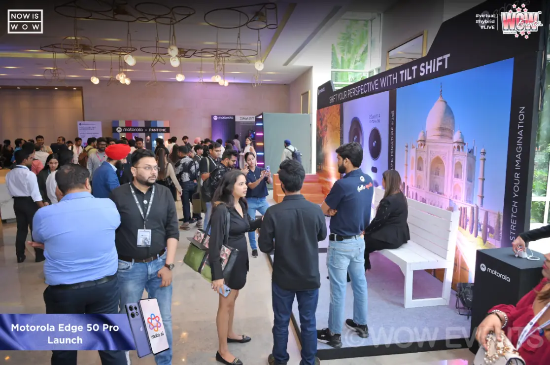 Crowd exploring Motorola Edge 50 Pro experience zones