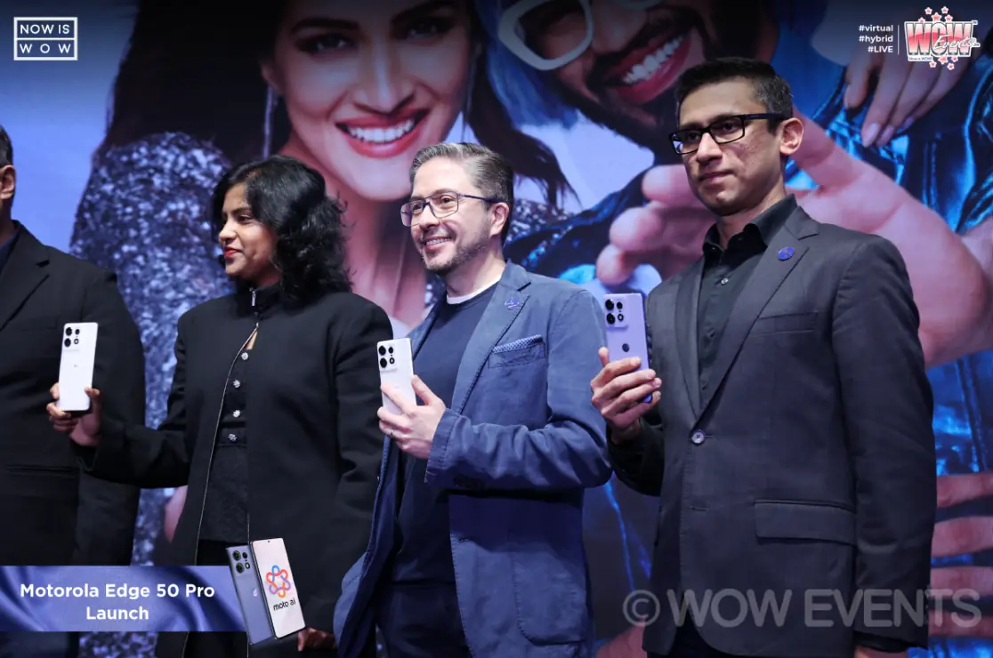 Motorola Edge 50 Pro launch presenters on stage