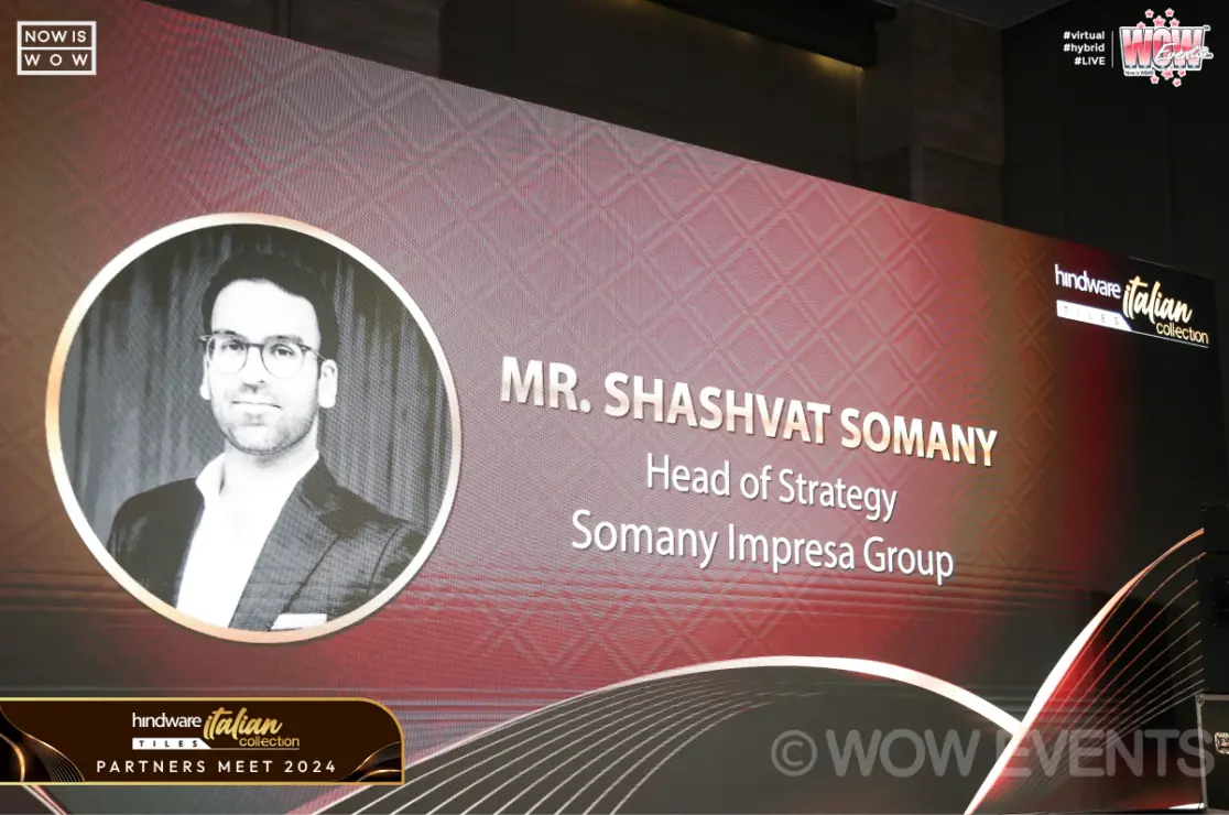 Hindware partners meet stage screen introducing a speaker